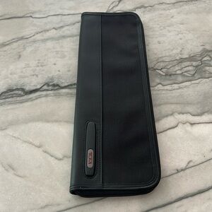 Tumi Black Ballistic Nylon Leather Trim Neck Tie Travel Zip Case